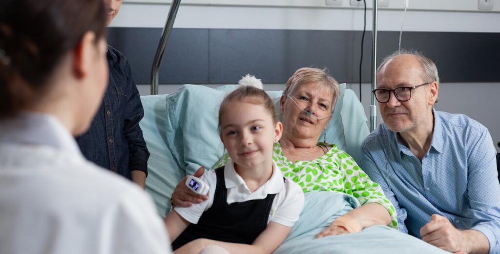 hospice patient and family discussing care with physician